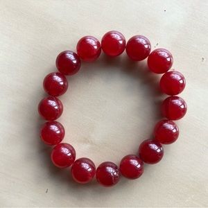 - Rosy red quartz stone 12 mm elastic Bracelet